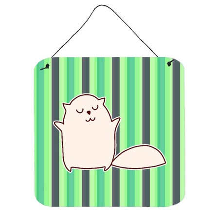 Carolines Treasures Cat Green Stripes Wall or Door Hanging Prints BB6856DS66